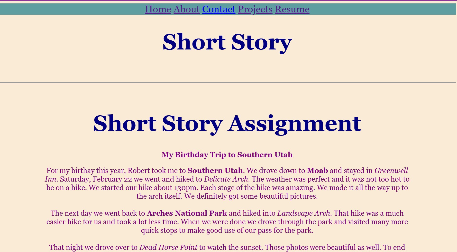 short story page